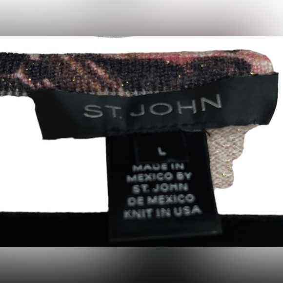 St. John Blk Label Exclusively For Neiman Marcus Sz L Floral Print gold shimmer - Picture 5 of 10